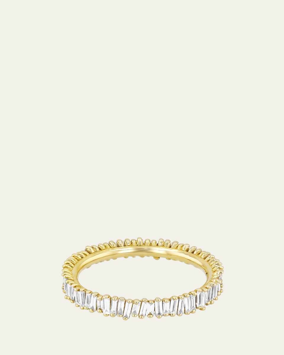 18K Yellow Gold Fireworks Mini Classic Eternity Band with White Diamond Baguettes